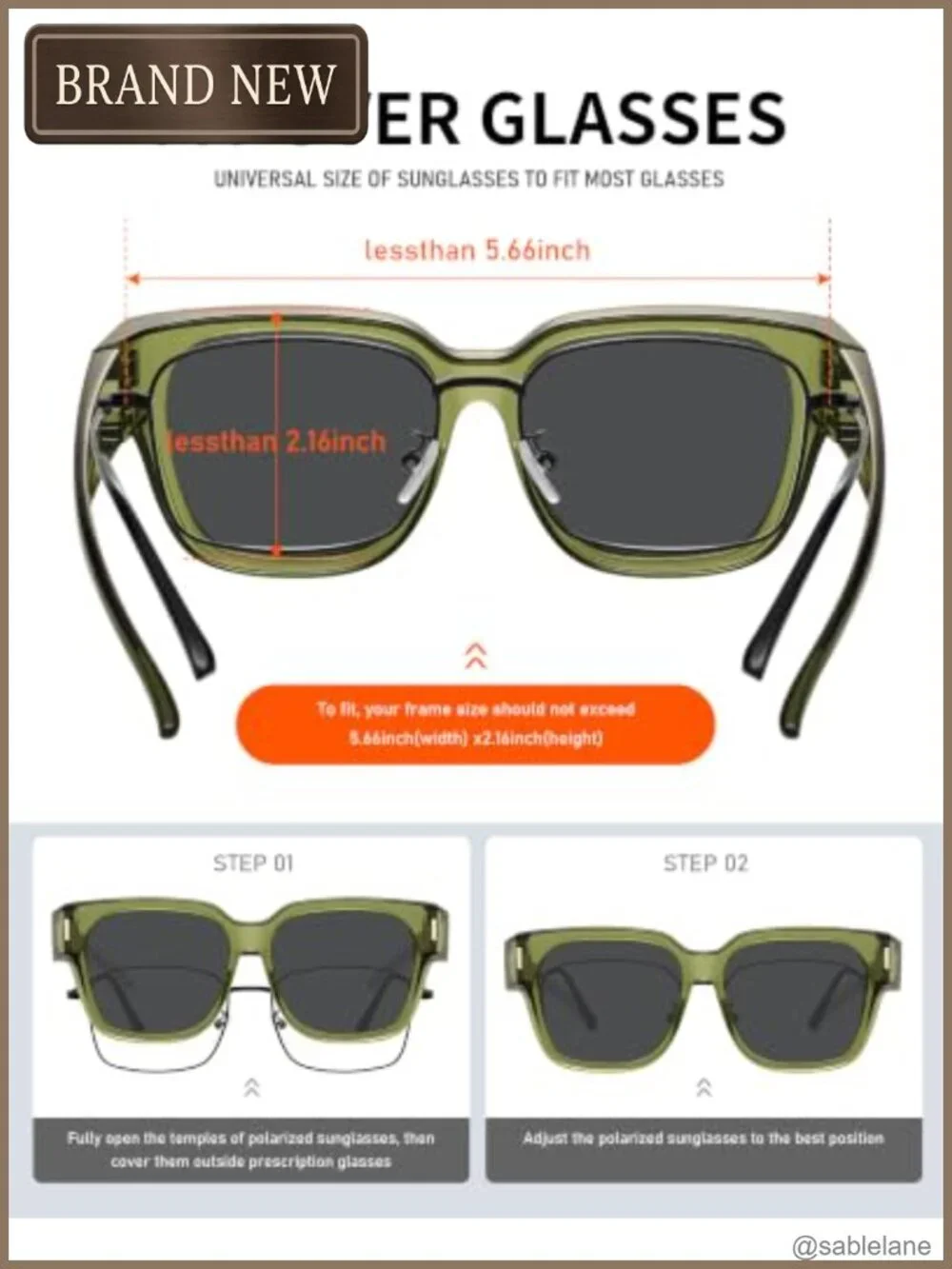Polarized Fit Over Glasses Sunglasses Square Frame UV400 Unisex